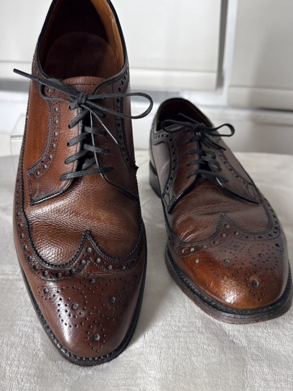 Vintage?  Men’s Bass Burgess Monograms Brown Wingtip Shoes US 8.5 D Super Cool